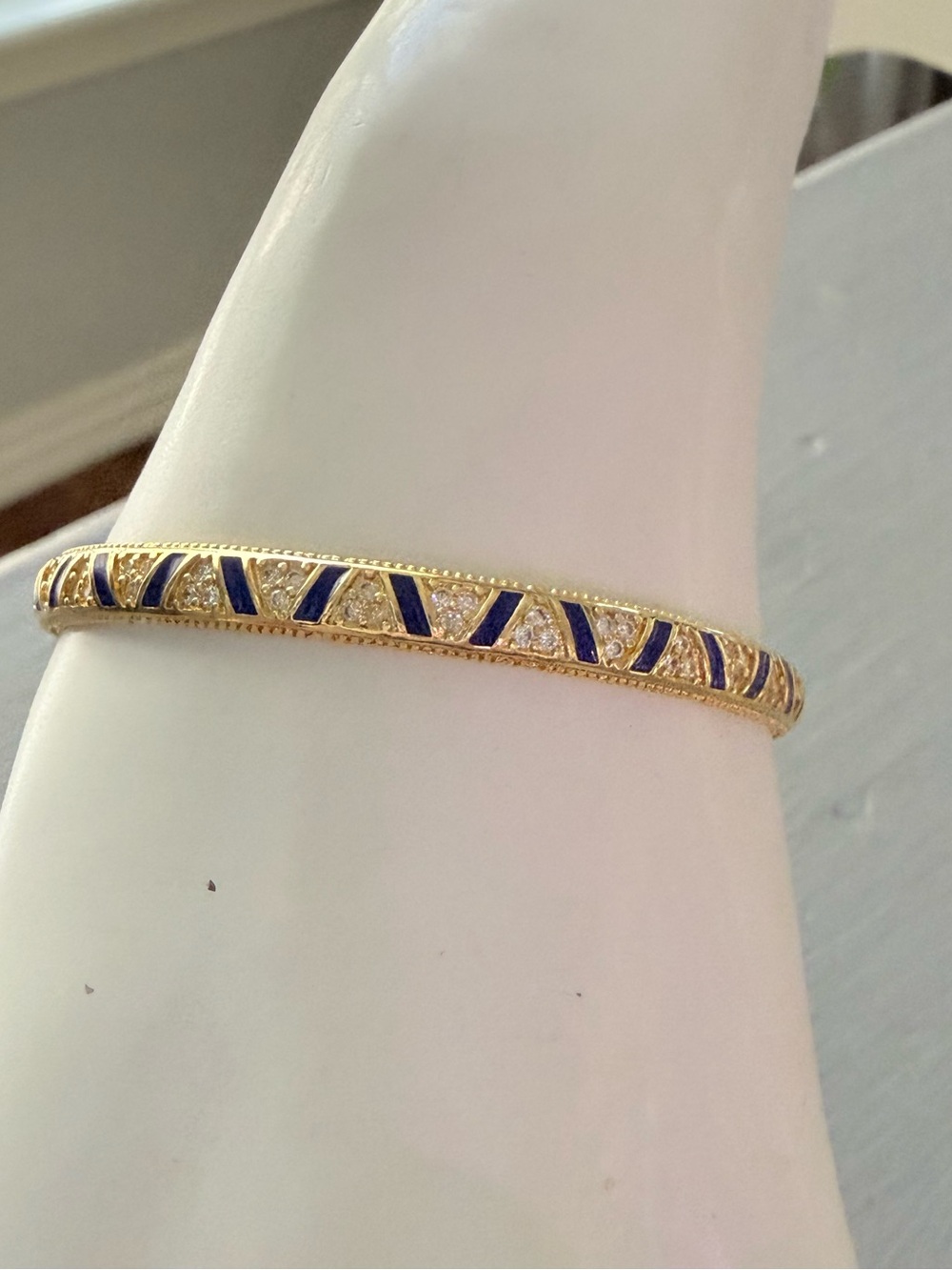 Pandora 925 Sterling Silver Gold-Tone Crystal Adjustable Fit Bracelet